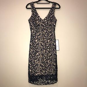 Navy/Rose lace evening dress